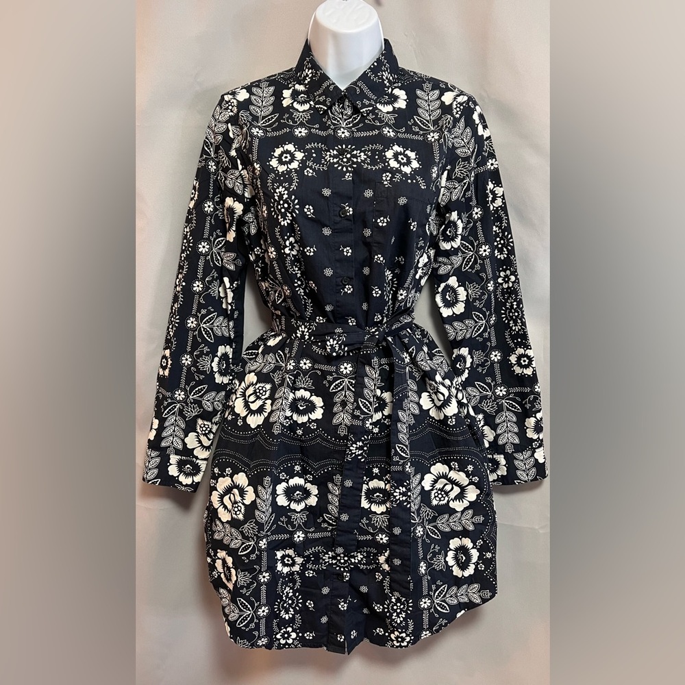 GAP‎  Button Down Shirt Dress Western Floral Small Country NWOT Cowgirl